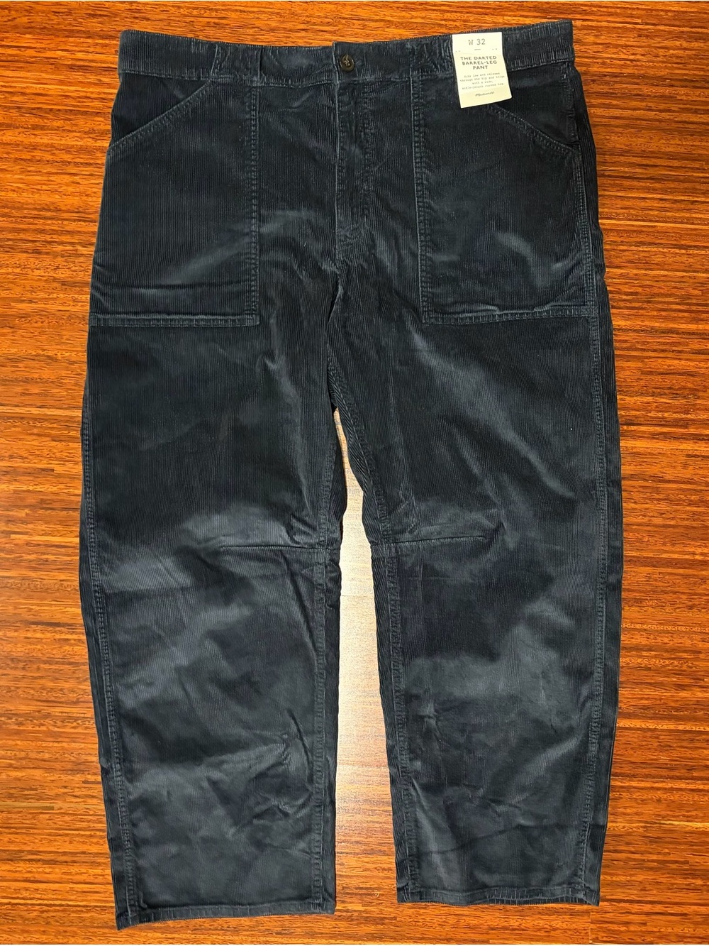 Madewell NWT Midnight Blue Corduroy Darted Barrel Leg Utility Fatigue Pants 32
